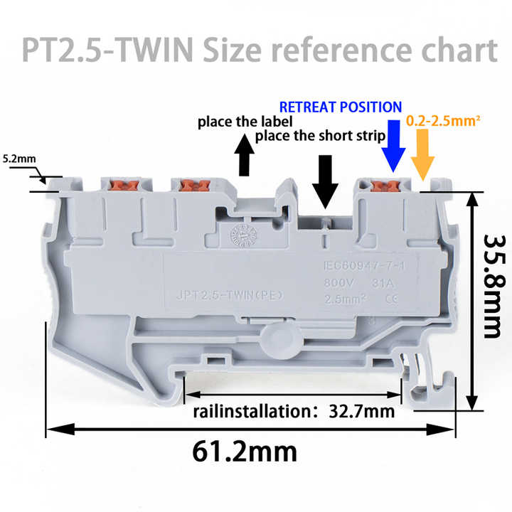 Fast Wiring Connector Din Rail Terminal Block PT2.5-TWIN Spring ...