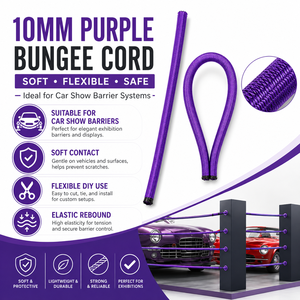 Cordon élastique violet de 10 mm, cordon antichoc, résistance à la rupture de 180 kg, pour la fermeur des barrières de tyrolienne, utilisation en extérieur - Product Image 1