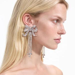 Pendientes de Mujer con Pedrería Exagerada, Nuevos Pendientes Largos con Lazo y Borla, Accesorios de Moda - Product Image 6