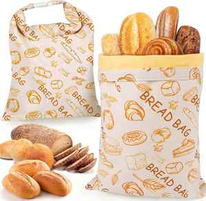 Sacs à pain réutilisables (lot de 2) pour pain au levain fait maison, en tissu coton et cire d'abeille – Fournitures de boulangerie et essentiels de cuisine - Product Image 1