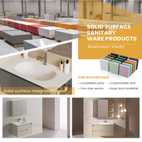 Lavabo Salle de bain Utilisation Design moderne Mural Joint sans couture Évier simple Surface solide Pierre artificielle Salle de bain intégrée