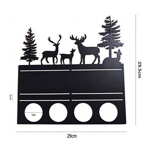 Portavelas Metálico con Diseño de Ciervos Navideños, 29cm x 29.5cm, Recubrimiento en Polvo Negro, Decoración de Pared - Product Image 5