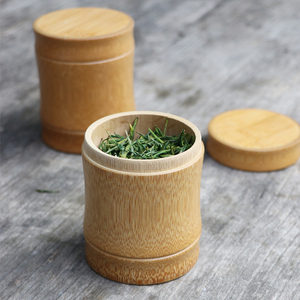 Pot à épices à couvercle en bois pur écologique de taille personnalisée bocaux en bois et en <span class=keywords><strong>bambou</strong></span> boîte à thé accessoires pour café et thé - Product Image 6