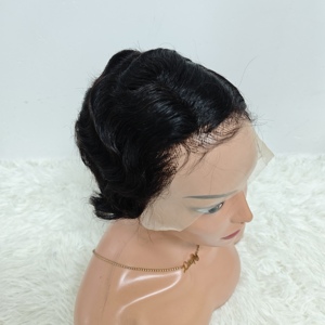 Promotion : Perruques Lace Frontal 13x4 à coupe courte, ondulations au doigt, en cheveux humains brésiliens 100% naturels, vente en gros très prisée - Product Image 4