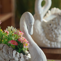 Vase décoratif vintage en MgO en forme de cygne blanc pour la maison, le salon, la table à manger, l'entrée, vase rétro pour fleurs