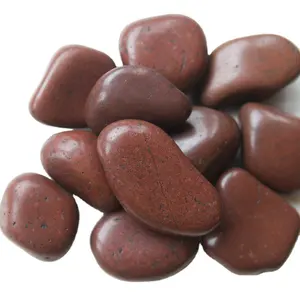 Landscaping Decor Wash Tumble Finished China normal Round Red Color Pebble Stone import for Garden