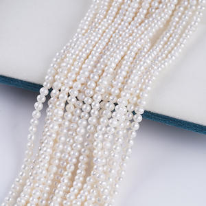 Collar de Perlas Naturales de Agua Dulce de Zhuji, Blancas, de 4-5 mm, Casi Redondas, Semiterminadas, para Joyería DIY con Perlas Sueltas - Product Image 3