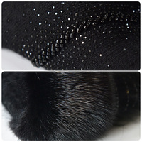 Bonnets en laine angora avec bord entier en fourrure de vison Chapeaux en fourrure d'hiver Bonnet tricoté chaud pour femmes Casquettes élégantes en forme de crâne