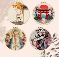 Kit de Bordado DIY para Principiantes, Set de Punto de Cruz Semiacabado para Decoración y Manualidades