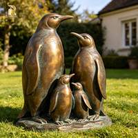 Sculpture de pingouin en bronze de grande taille RELONG, personnalisée pour l'extérieur, villa, parc, jardin
