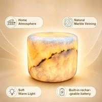 Lámpara de Mesa de Mármol Recargable y Pulida, Lámpara de Noche de Mármol Natural con Funciones de Vibración y Atenuación para Uso en Hoteles