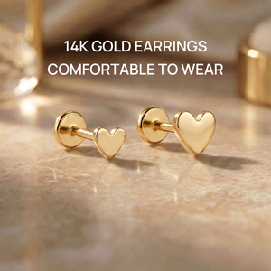 Piercing Labret en Titane G23 avec Cœur Miniature en Or Massif 14K, à Dos Plat, pour Cartilage, Tragus, Hélix - Product Image 1