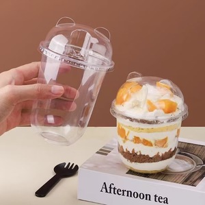 Gobelets à mousse pour cupcakes à usage unique avec couvercles, yaourt, pudding, crème double peau Saint, crème glacée transparente, plastique - Product Image 5