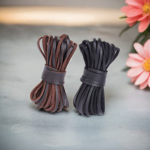 DIY Jewelry Material Handmade Beaded Accessories Cowhide <strong>Strip</strong> 3MM Wide Head Layer Flat <strong>Leather</strong> Rope Bead Caps Bracelet Necklace - Product Image 1