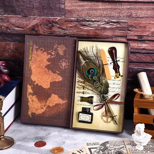 LISI Premium Metal Quill Pen and Ink Set d'écriture <span class=keywords><strong>Plume</strong></span> à plumes pour décoration de bureau antique et marqueurs d'art cadeaux - Product Image 5