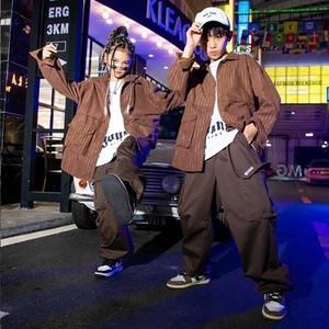 Kids Teen Cool Streetwear Hip Hop Clothing Oversize Brown Jacket Tops Joggers Pants for Girl Boy Jazz <strong>Dance</strong> Costume <strong>Kpop</strong> <strong>Clothes</strong> - Product Image 2