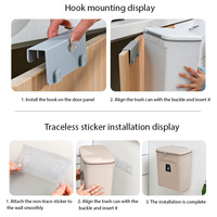 Poubelle coulissante murale avec porte d'armoire Poubelle à ustensiles de cuisine et de salle de bain en plastique PP avec couvercle pour le stockage et la glace