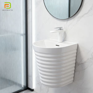Lavabo mural élégant pour salle de bain, lavabo rond en céramique facile à nettoyer, lavabo mural suspendu - Product Image 1