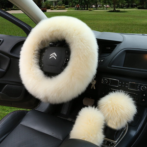 Wholesale Auto Accessories Fluffy Wool Gear Shift <strong>Knob</strong> Cover for Toyota Tacoma Accord Z4 Real Wool Steering Wheel Cover for - Product Image 4