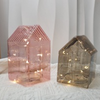 OEM Vente en gros personnalisé Chambre en verre lumineux Fumée gris et rose pour Noël Bureau Décoration de la maison avec lumières LED 2SET