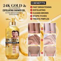 Gel Douche Exfoliant au Glutathion et Or 24K 1000ml – Nettoyant Corporel Éclaircissant et Contrôle du Sébum pour Peaux Ternes