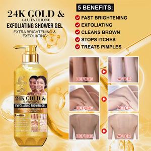ROUSHUN Gel Doccia Esfoliante con Oro 24K e Glutatione 1000ml - Product Image 5