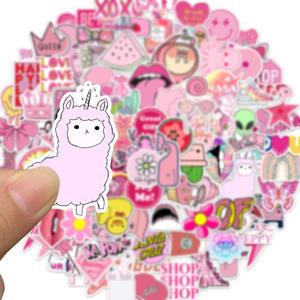 ZY2299S 100Pcs Pink <strong>Preppy</strong> Style Decorative PVC <strong>Stickers</strong> for Teen Kids Adult Laptop Skateboard Luggage Guitar Bike Art Decal - Product Image 2