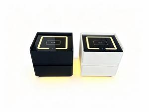 Modern Metal Nightstand with LED <b>Lighting</b> and <b>Wireless</b> Charging Pad for Bedroom Furniture - Product Image 1