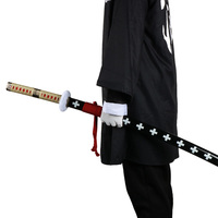 Pedang Katana Zoro 104cm/41in untuk Cosplay Anime, Senjata Cosplay Enma White Nidai Kitetsu dengan Tempat Pedang dan Sabuk