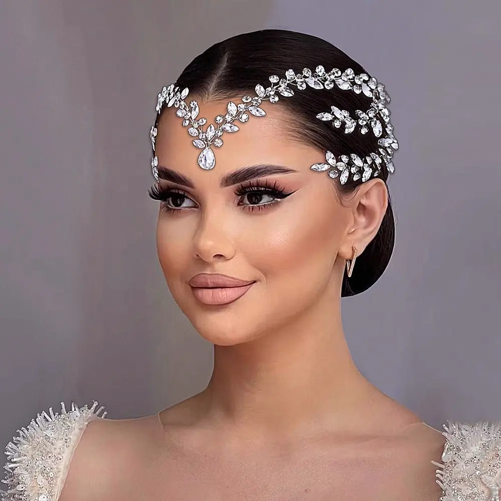 Crystal Bridal Headpieces for Brides Silver Wedding Hair Accessories Bride Headband Pearl Hair Vine Rhinestone Hair Pieces