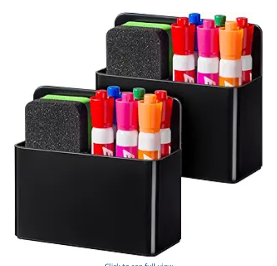 2 Pack Plastic Magnetic Pen Holder for Refrigerator, Dry Erase Marker Holder for Whiteboard School Locker Organizer Accessories