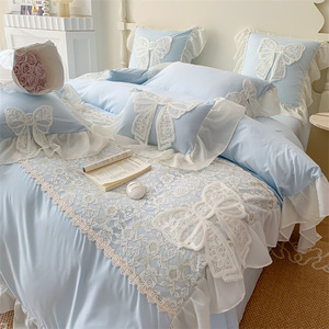 New <strong>Princess</strong> Style Butterfly Fairy Lace Large Lace <strong>Bedding</strong> <strong>Double</strong> Four Piece Set - Product Image 4