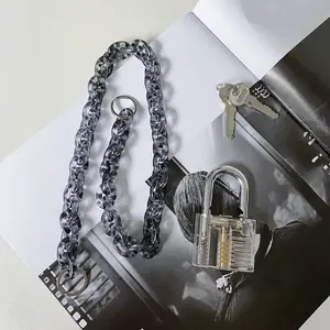 Fashion Rock Acrylic Lock Pendant Necklace For Women Lock Long Chain Choker Necklace