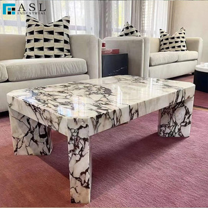 Mesa de Centro Redonda de Mármol Calacatta Viola con Estructura Metálica, Diseño Moderno <span class=keywords><strong>2022</strong></span> - Product Image 2