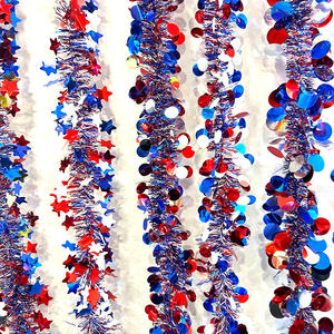 Decorazioni per il Giorno dell'Indipendenza USA, Strisce Colorate Bianco Blu Rosso, Stelle Rotonde in Plastica per Vetrine - Product Image 2