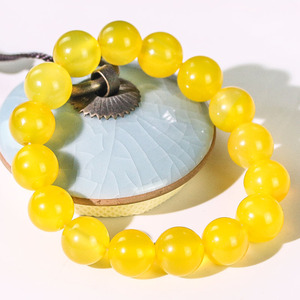 Yellow Agate <b>Bracelet</b> 12mm Unisex Single Strand Jewelry Gift - Product Image 4