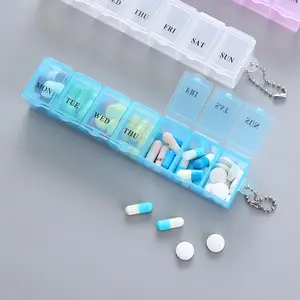 Bonito pastillero de 7 días con diseño abierto asistido por resorte único Organizador semanal de pastillas para almacenamiento de viaje Pastillero de 7 días