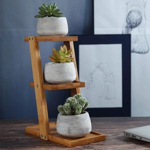 Petit support à plantes <span class=keywords><strong>en</strong></span> bambou à 3 niveaux pour comptoir intérieur, style mi-siècle, <span class=keywords><strong>en</strong></span> bois, pour la maison et le jardin - Product Image 1