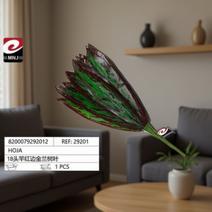 Artificial Bird Of Paradise Leaf 18 Head Red Edge Green Color For Home Decor - Product Image 1