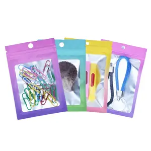 Colorful Plastic Packaging Bags Gradient Color Cosmetic Jewelry Ziplock Bags Heat Seal Aluminum Foil Mylar Zipper Pouches