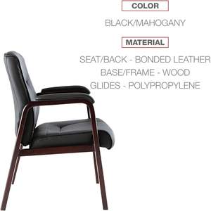 Chaise d'appoint en cuir de la série Alera Madaris avec finition en bois, quatre pieds en noir/ébène pour salles d'attente - Product Image 4