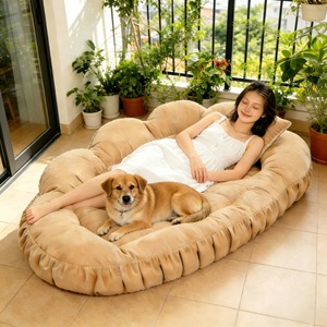 Oval Pet <b>Bed</b> Foam Filled Dark Gray Large Dog <b>Bed</b> For Indoor Outdoor Use Four Seasons Comfortable Sleeping <b>Pad</b> - Product Image 2