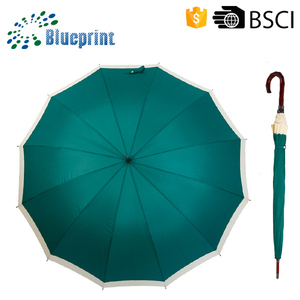 Elegant Classic 27 Inches 8 Ribs Wooden Curved Handle Strong Windproof Rain Business Gifts OEM Custom Printing Golf <b>Umbrella</b> - Product Image 2