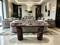 Meubles d'entrée modernes et minimalistes de luxe, table d'entrée en marbre, table console en marbre naturel