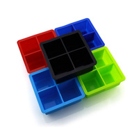 Vente en gros de bac à glaçons rectangulaire en silicone de qualité alimentaire écologique à 4 cavités, non toxique, pour bars et restaurants