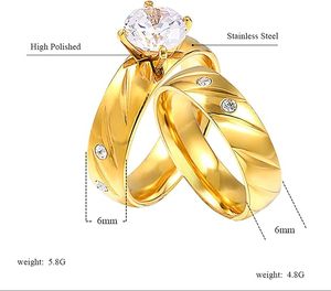 Chất lượng cao 18K Nhẫn vàng với kim cương Hot Bán thép không gỉ engagement <span class=keywords><strong>Ring</strong></span> cho các cặp vợ chồng người đàn ông của đồ trang <span class=keywords><strong>s</strong></span>ức thời trang - Product Image 6