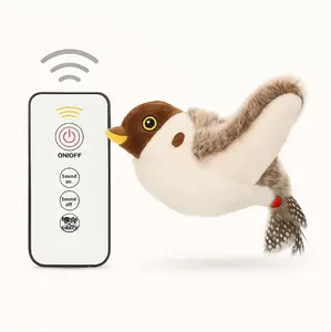 Sıcak Satış Karikatür Peluş Serçe Simülasyonu Elektrikli Sallanan Kuş Kedi Oyuncağı, Kendi Kendine Eğlence İçin Sesli Teaser Çubuğu - Product Image 6