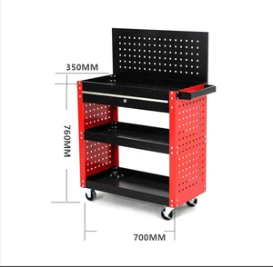 3-Shelf Mechanic Tool Cart with <strong>Pegboard</strong> Panel &amp; Drawer Heavy Duty Steel Rolling Workshop Storage Trolley OEM 300kg Capacity - Product Image 4