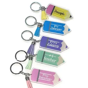 Personalized Teachers Day acrylic pencil keychain