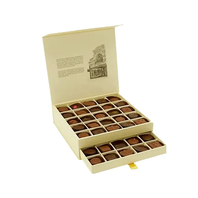 Оптовая продажа, изготовленная на заказ Роскошная Складная жесткая бумажная Подарочная коробка для шоколада, двухслойная Подарочная коробка для шоколада